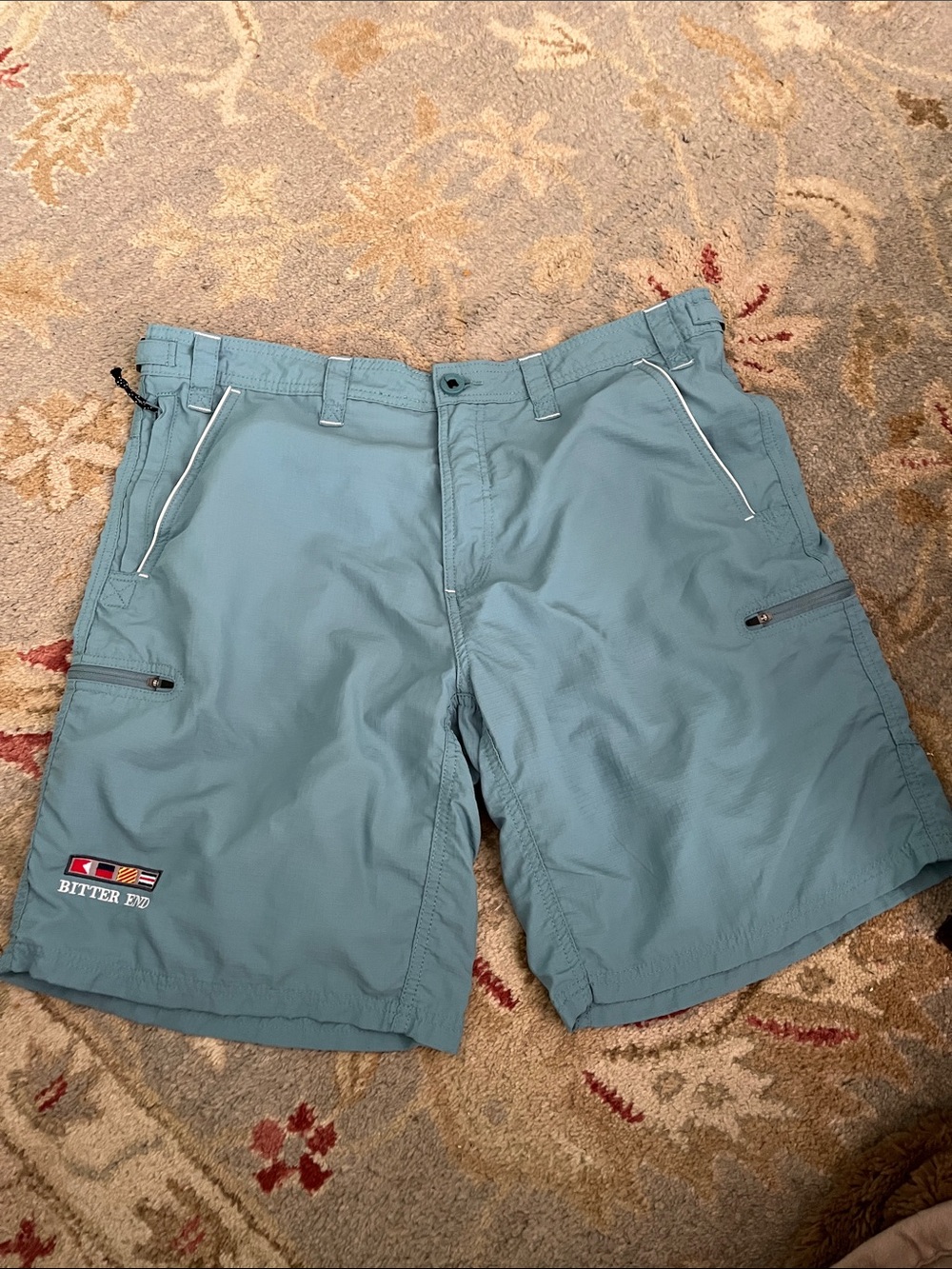 RailRiders Bitter End Resort Shorts Sz 38 Love of Adventure Adriatic Blue